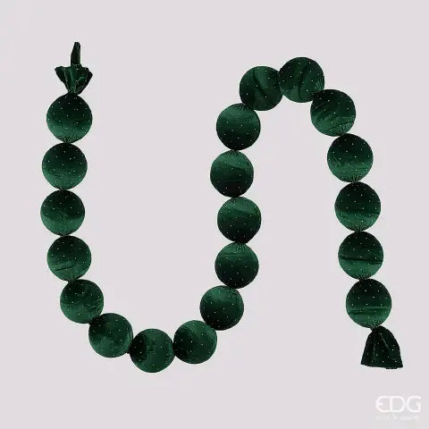 EDG Enzo De Gasperi Festone Natalizio 20 Palle Brillanti Verde Scuro Ø8 cm L180 cm – Decorazione di Natale