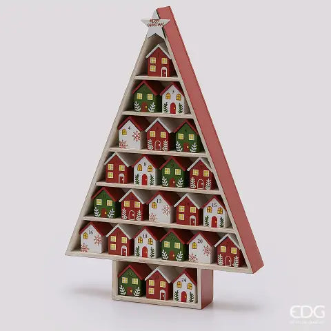 EDG Enzo De Gasperi Pino Avvento Natalizio H44,5 cm Bianco Rosso – Decorazione di Natale