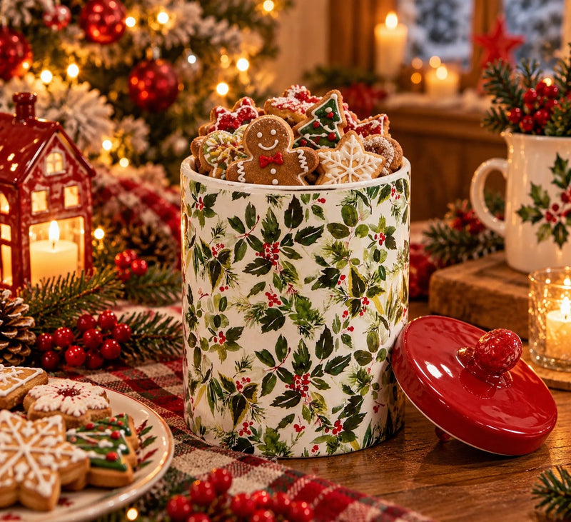Precious Luxury Home Christmas Ceramic Biscuit Jar D 12 Cm H 20 Cm Multicolor
