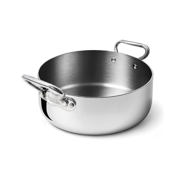 AGNELLI Low Casserole Aluinox 3Ply Polished Stainless Steel 32x12 cm 2 Handles
