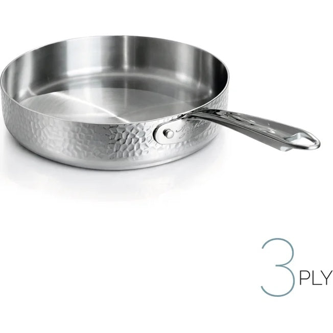 AGNELLI Aluinox Hammered 3Ply Pan 24x6 cm 1 Stainless Steel Handle
