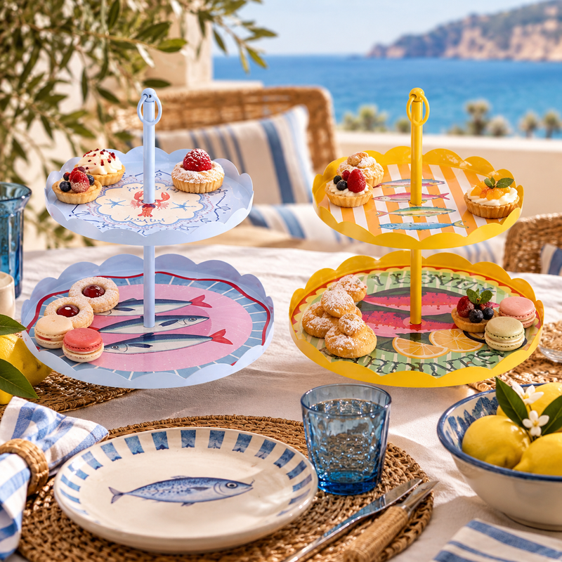 Ad Trend Alzata in Ferro a 2 Ripiani Ø28 cm Ass 1 pz – Alzata Decorativa per Dolci, Frutta, Centrotavola e Arredo Casa