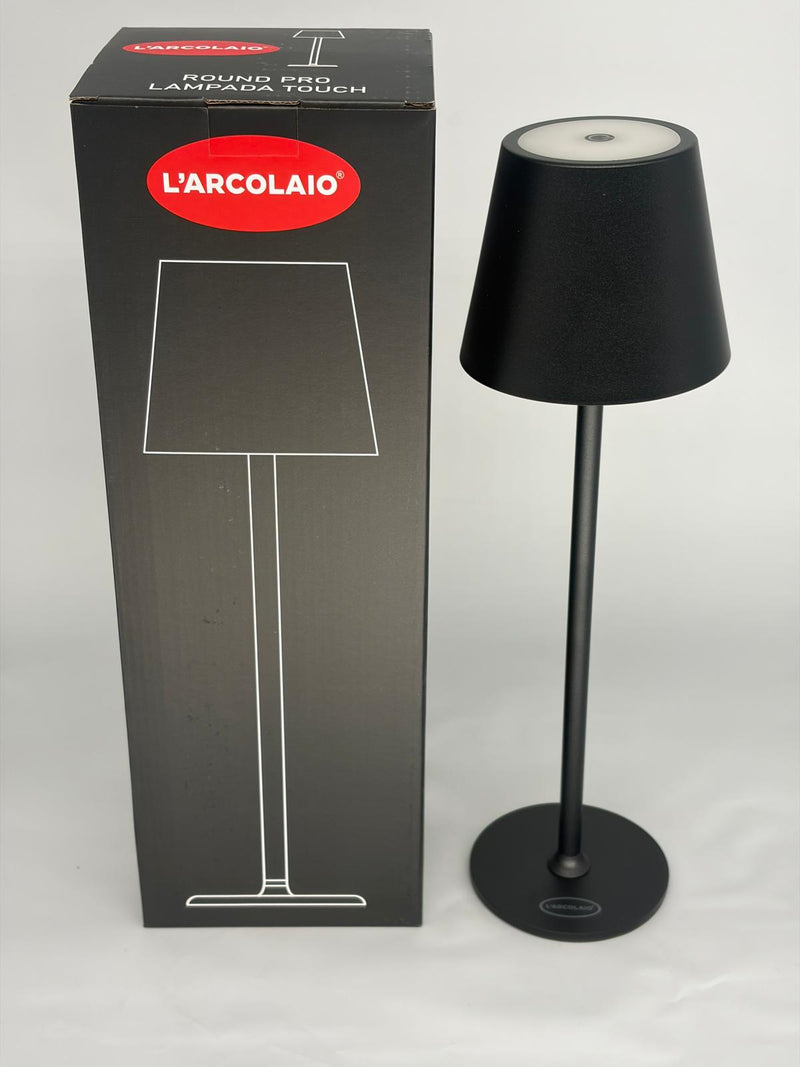 L'Arcolaio Rechargeable LED Touch Lamp H 38 cm 10 x 10 cm IP54 Round Pro Black