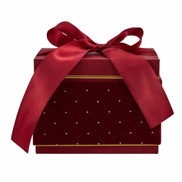 L'Arcolaio Small Rectangular Velvet Christmas Box Red 16.3x10.6x12.1 cm