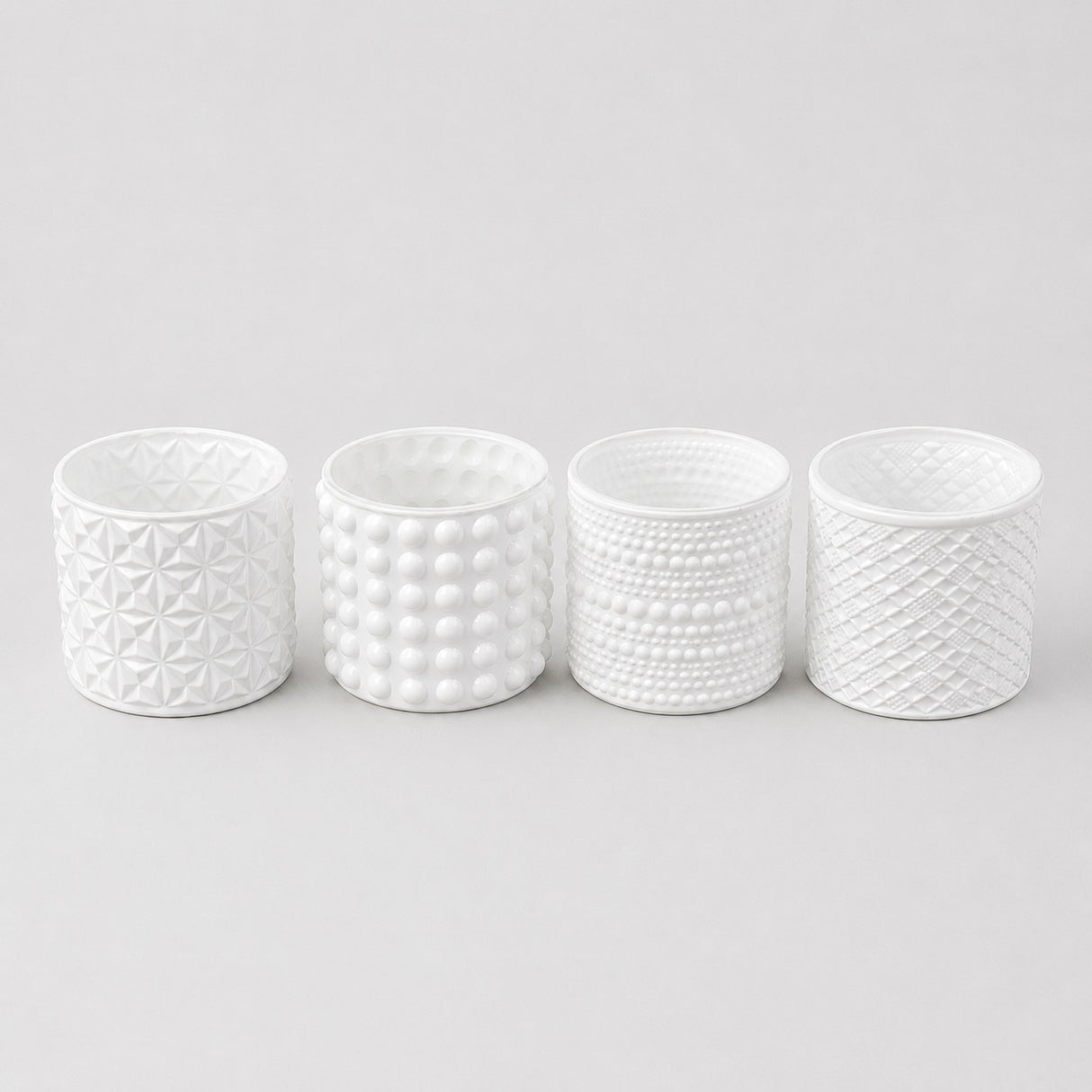 ARPIMEX Glass Jars Candle Holders D 7 Cm H 6.8 Cm White Mix 4 Pcs