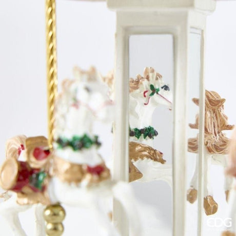 EDG Enzo De Gasperi Musical Carousel Horses White and Red H25 Christmas