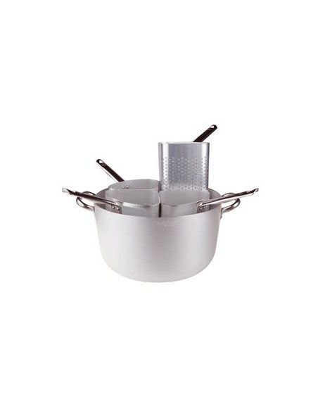 AGNELLI Casserole D 36 cm with 4 Segmented Colanders – Multifunction Pot for Pasta and Vegetables