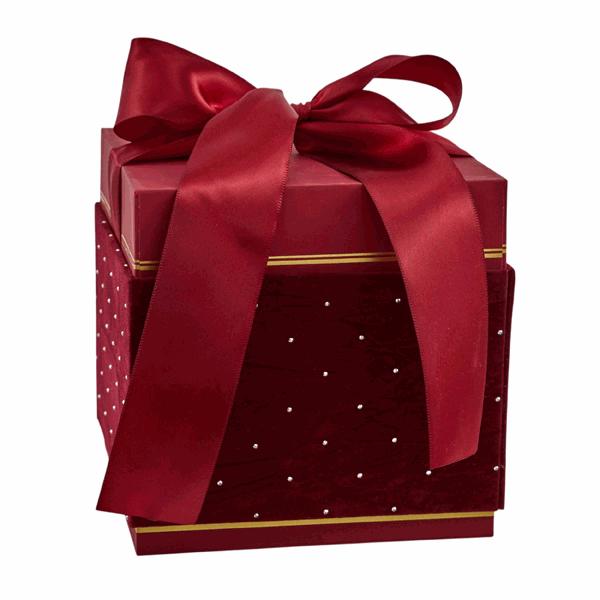 L'Arcolaio Square Christmas Velvet Box Medium Velvet Red 14.7X14.7X12.2 CM