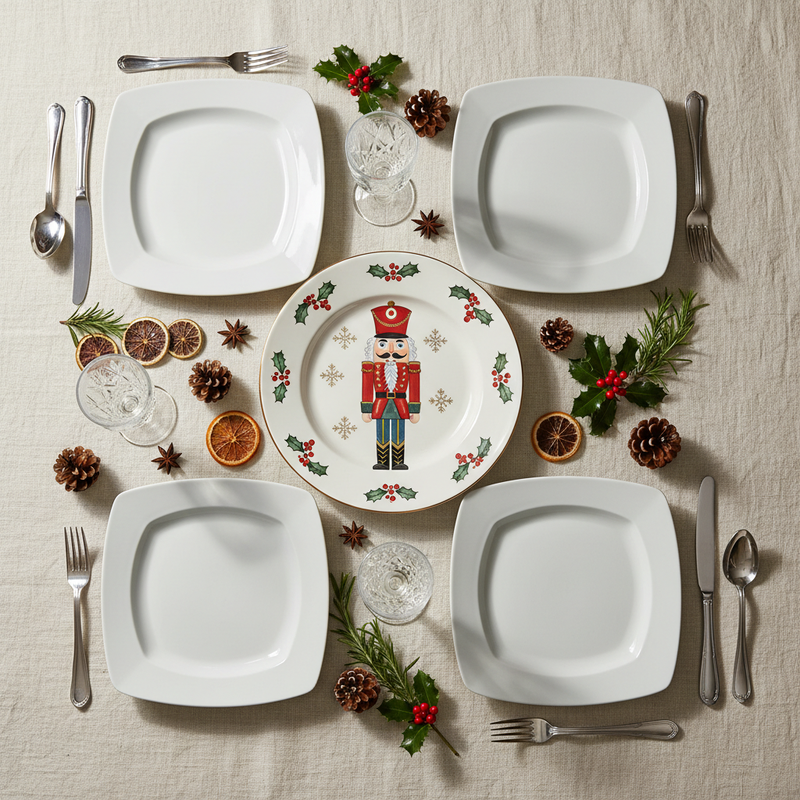 Composizione flat-lay piatti natalizi premium