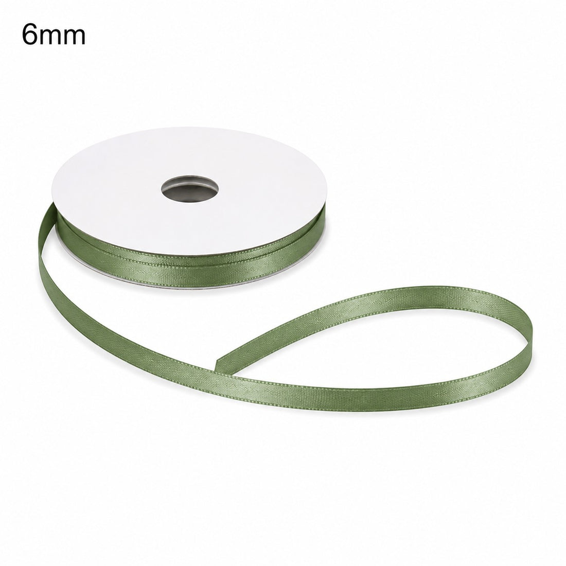ETM Double Satin Ribbon Sage Green Colour 6 mm x 50 m