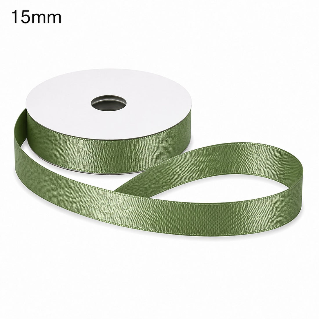 ETM Double Satin Ribbon Sage Green Colour 15 mm x 50 m