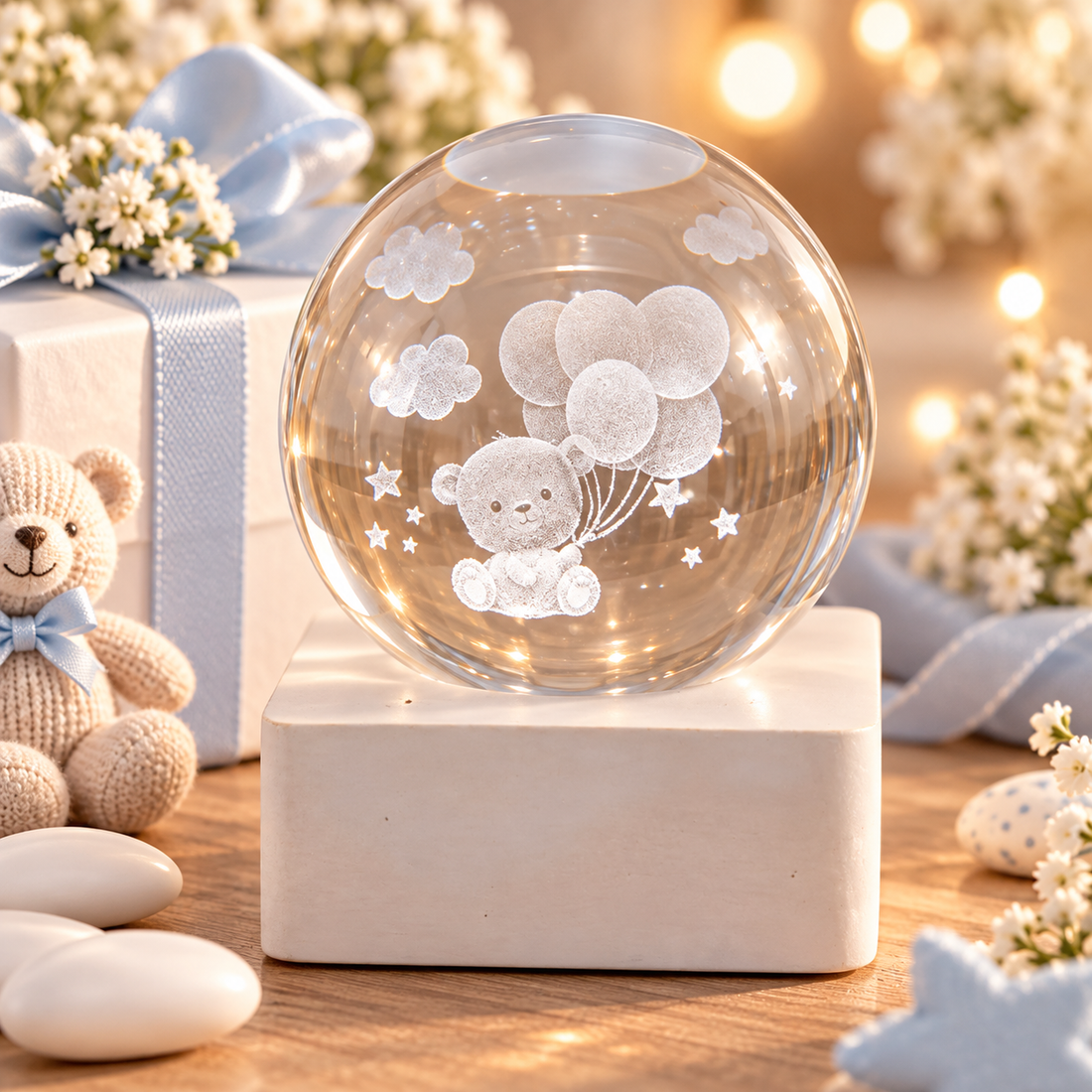 [VERIFY] L'Arcolaio LAMP BASE WHITE SQUARE TEDDY BEAR PC. G/BOX Dim:6x6x8 Pck: (1/36)