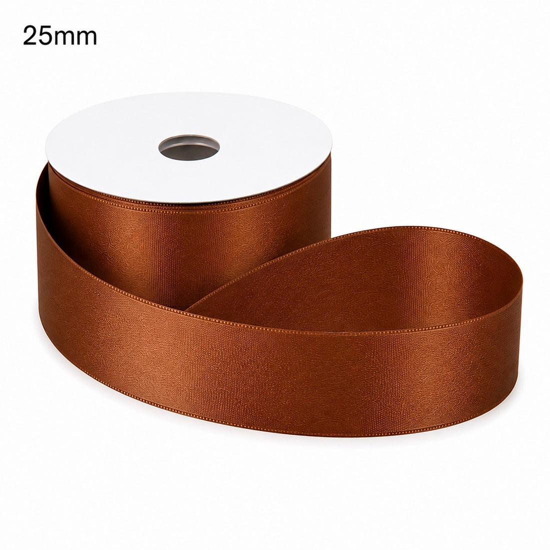 ETM Double Satin Ribbon Mocha Mousse Colour 25 mm x 50 m
