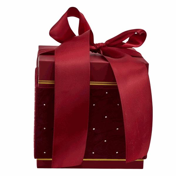L'Arcolaio Small Square Velvet Christmas Box Red 12.7x12.7x12.3 cm