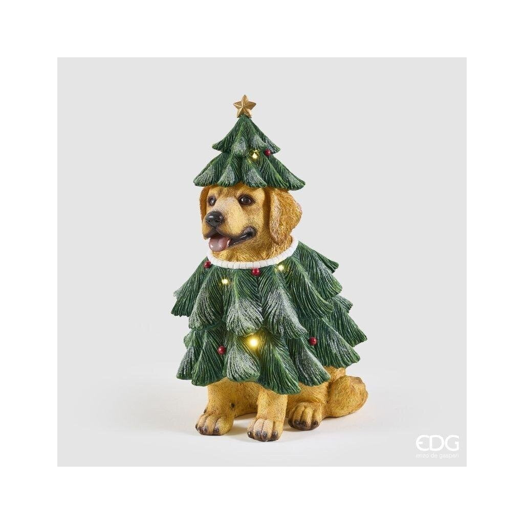 EDG Enzo De Gasperi Dog with Pine LED H57x36x34 cm Green Mix – Luminous Christmas Decoration