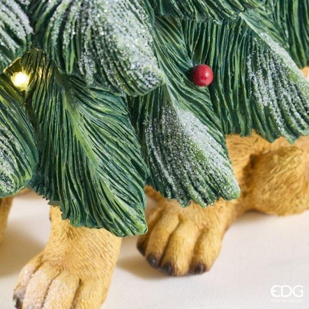 EDG Enzo De Gasperi Dog with Pine LED H57x36x34 cm Green Mix – Luminous Christmas Decoration