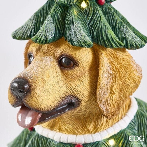 EDG Enzo De Gasperi Dog with Pine LED H57x36x34 cm Green Mix – Luminous Christmas Decoration