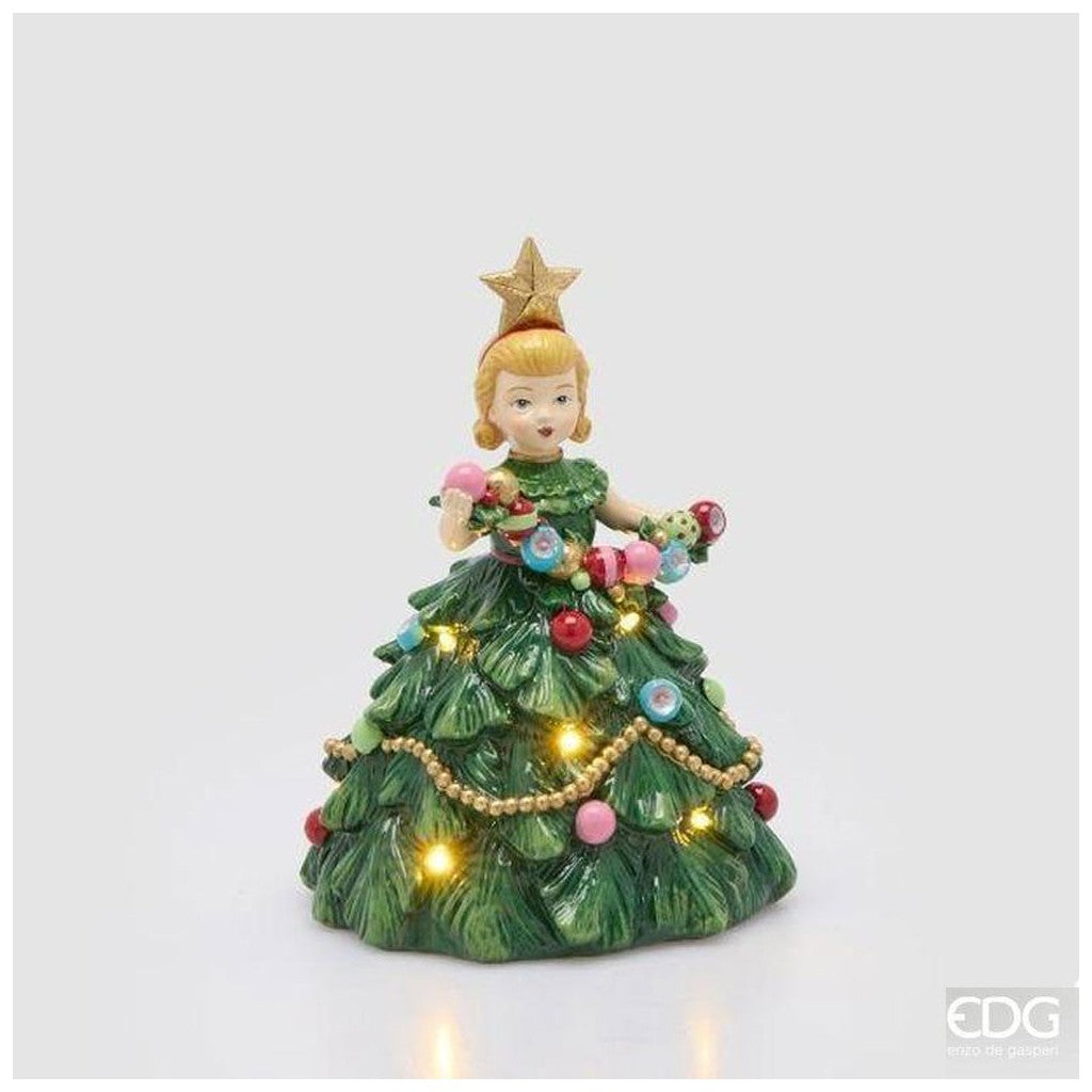 EDG Enzo De Gasperi Lady Pino Natalizia LED H20 Ø15 cm Verde Mix – Decorazione di Natale