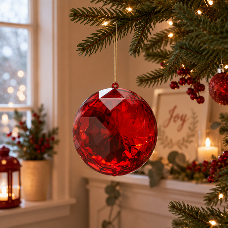 EDG Enzo De Gasperi Round Diamond Christmas Decoration to Hang D 10 Cm L 4.5 Cm Pp Red