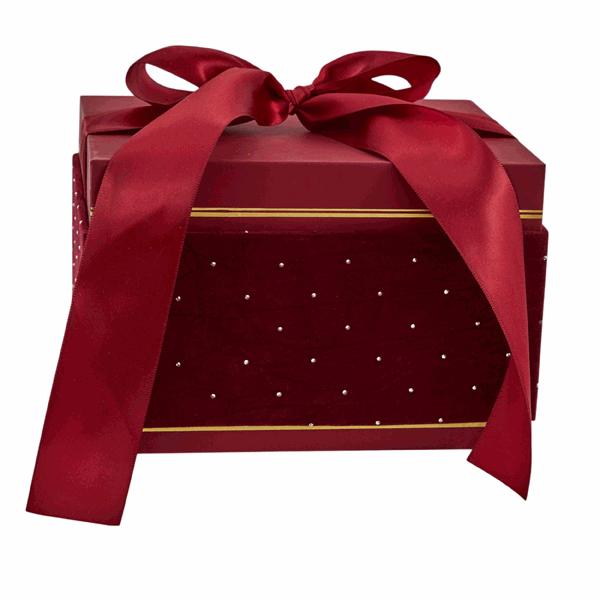 L'Arcolaio Medium Rectangular Velvet Christmas Box Velvet Red 18.7x14.7x12.1 Cm