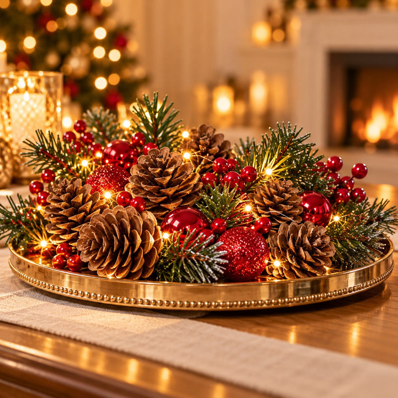 Piovaccari Set of 15 Decorative Pine Cones Ø3 cm – Pine Cones for Christmas Trees, Christmas Decorations, Centrepieces and DIY