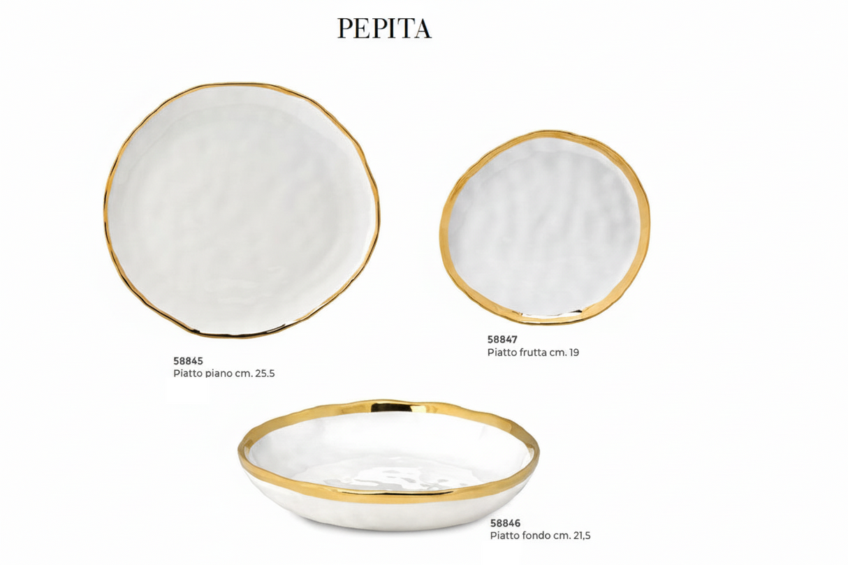 Fade Pepita Flat Plate D 25.5 cm White Gold Porcelain