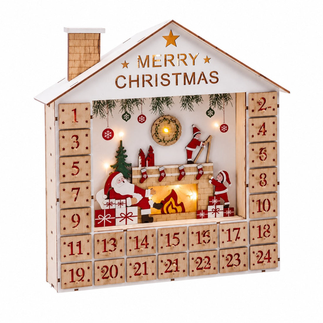 ad trend ad trend calendario di natale dellavvento mod casetta 10 led 34x8 cm h 36 cm bianco rosso ean 8057586255920