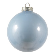 ARPIMEX Box of 4 Christmas Ornaments, 120 mm Diameter, Light Blue Glass