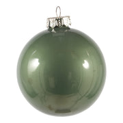 ARPIMEX Box of 4 Christmas Ornaments, 120 mm Diameter, Sage Green Glass
