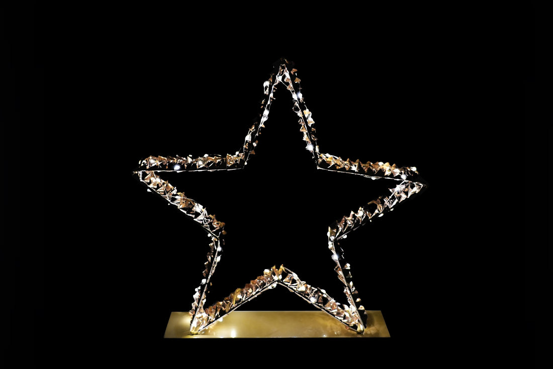 arpimex arpimex decorazione stella di natale con base 40 x 6 x 38 cm con 100 led luce calda ean 8018318555503
