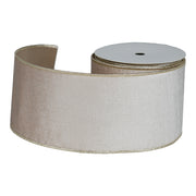 ARPIMEX Striped Velvet Christmas Ribbon, 10 cm High x 9.14 m Long, Beige