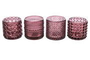 ARPIMEX Glass Candle Holder Jars, Diameter 7 cm, Height 6.8 cm, Pink Mix, 4 Pieces
