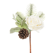 ARPIMEX Pink Christmas Pick and Snowy Pine Cone 25cm White