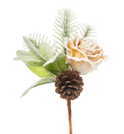 ARPIMEX Christmas Pick Pink and Snowy Pine Cone 25 Cm Honey