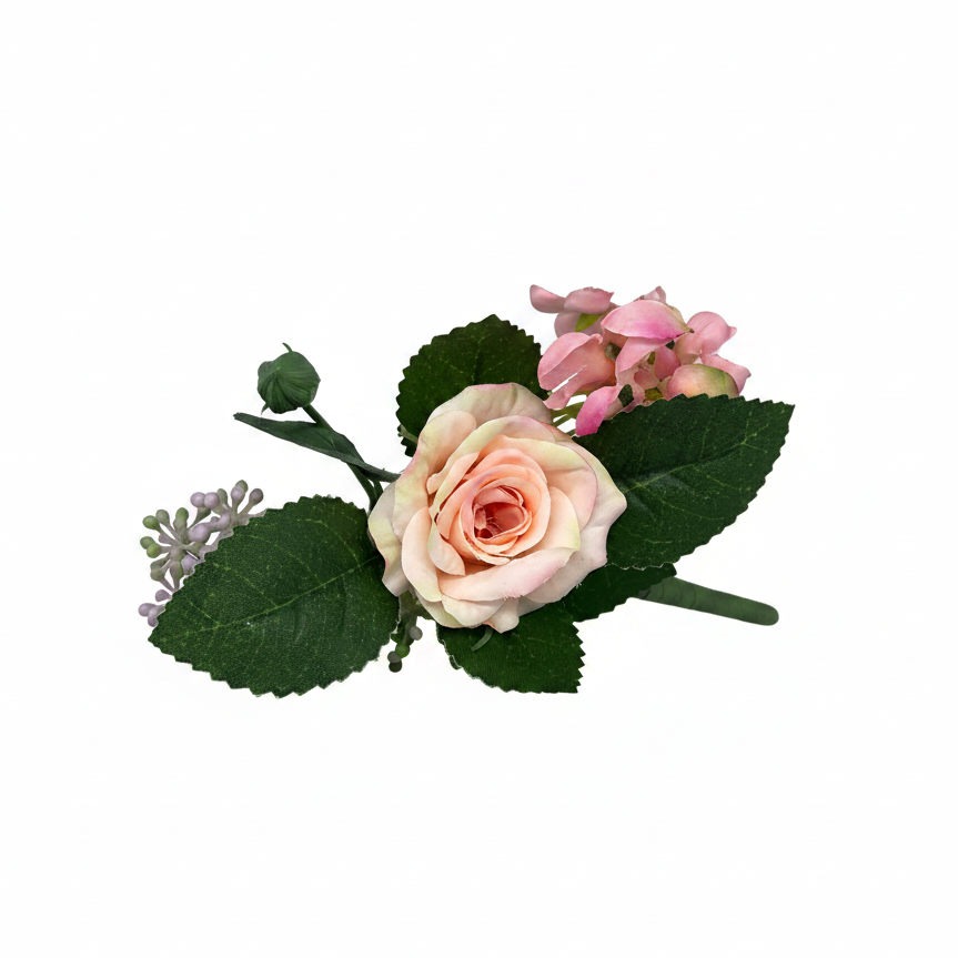 Pick rosa ortensia Arpimex salmone in plastica, fiore 3,6–4,32 cm su stelo. Perfetto per bomboniere e centrotavola cerimonie. ean 8018318311321