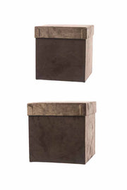 ARPIMEX Christmas Set 2 Velvet Boxes 23 x 23 x 23 Cm Brown