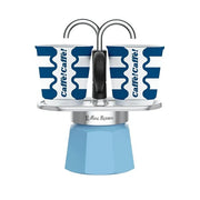 Bialetti Mini Moka Express Set with 2 Cups Blue