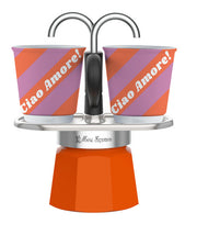 Bialetti Mini Moka Express Set with 2 Cups White Orange