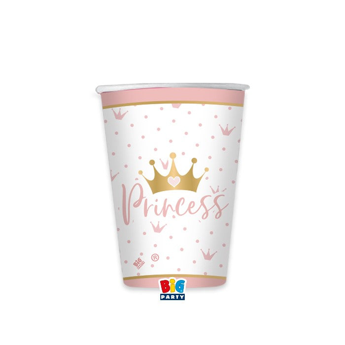 immagine-1-big-party-bicchieri-cc-200-ml-princess-crown-rosa-oro-8-pz-ean-8020834748734