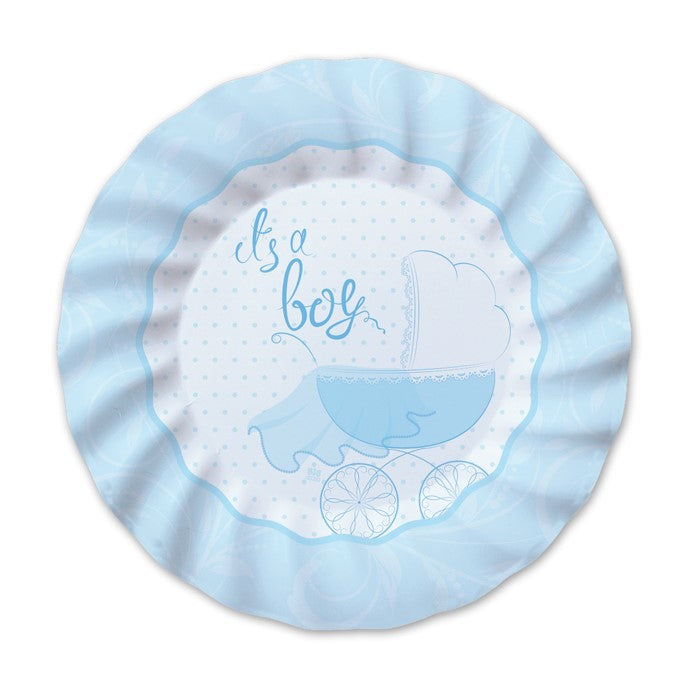 big party big party piatti carta its a boy d 25 cm cf 8 pz bianco celeste ean 8020834745627
