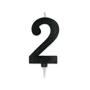 Big Party Candle Number 2 Max Wax Sweety Black Glitter