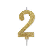 Big Party Candle Number 2 Max Wax Sweety Gold Glitter