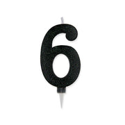 Big Party Candle Number 6 Max Wax Sweety Black Glitter