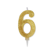 Big Party Candle Number 6 Max Wax Sweety Gold Glitter