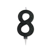 Big Party Candle Number 8 Max Wax Sweety Black Glitter