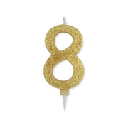 Big Party Candle Number 8 Max Wax Sweety Gold Glitter