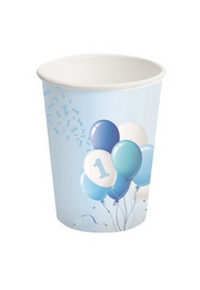 Bigiemme Paper Cup 250ml 1st Birthday Blue Balloons 8 Pcs
