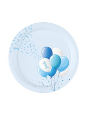 Bigiemme 18cm Paper Plate, 1st Birthday, Blue Balloons, Pack of 8