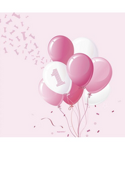 Bigiemme Birthday Napkin Balloons 33 x 33 cm Pink Pack 20 Pcs