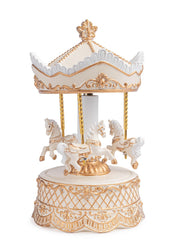 Bizzotto Darling Christmas Carillon Carousel with Horses H 22.9 cm D 12.4 cm Beige